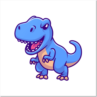 Cute Blue Tyrannosaurus Posters and Art